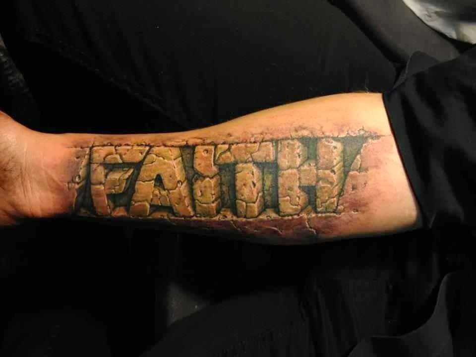 3d faith quote on arm