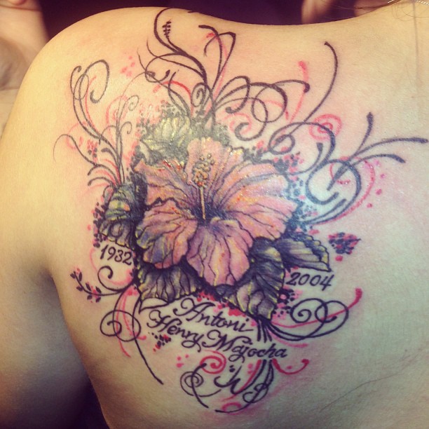 Amazing flower with quotes on shoulder