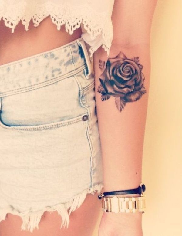 Black and grey rose tattoo