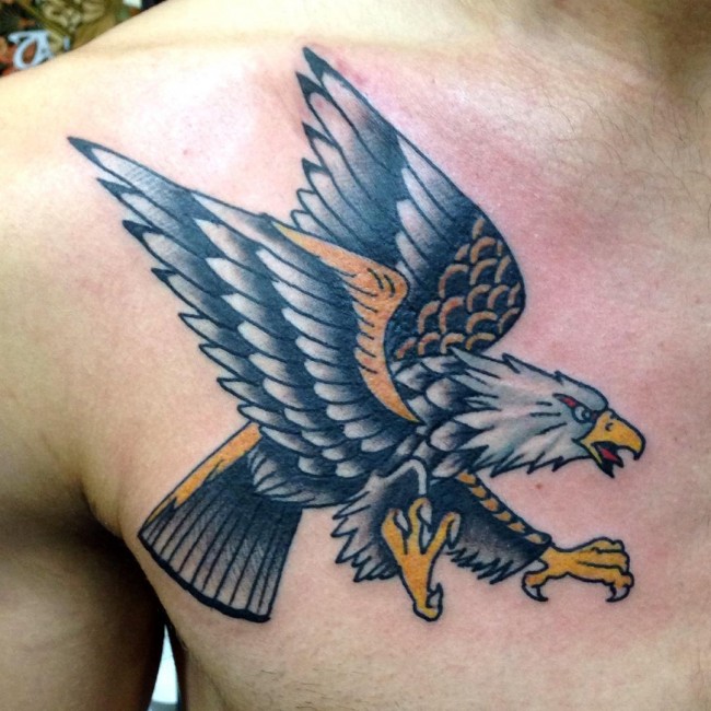 Eagle strikes on mens chest