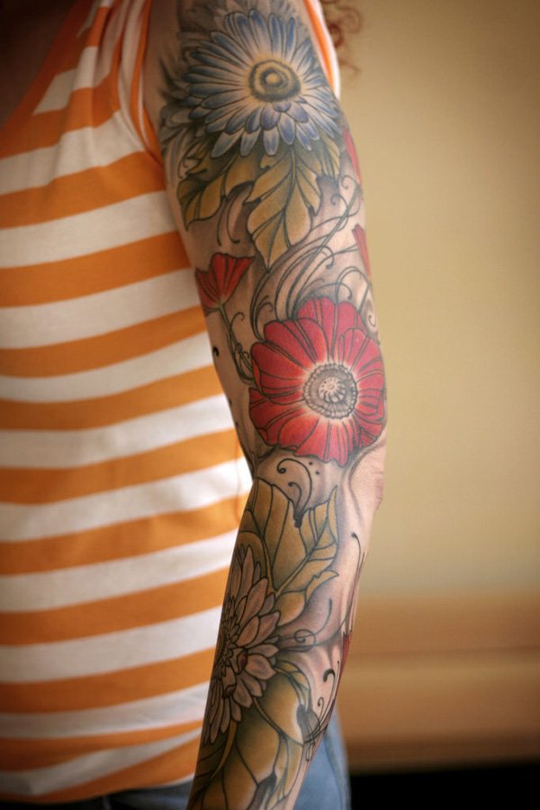 Flower Sleeve Tattoo Girl
