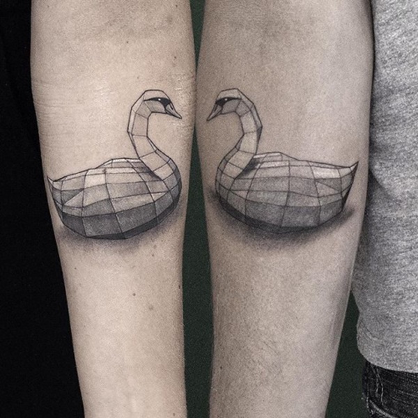 Geometric one color swans