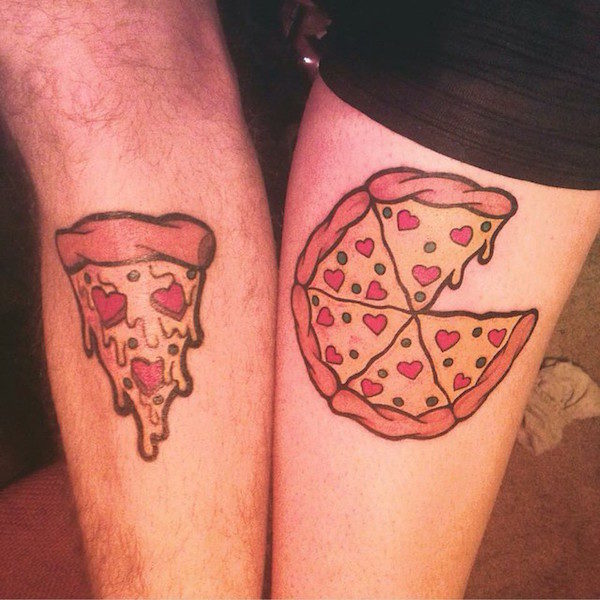 He holds the missing piece to her pizza pie