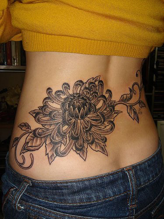 Hibiscus flower in gray on back