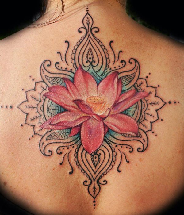 Lotus flower colored on back