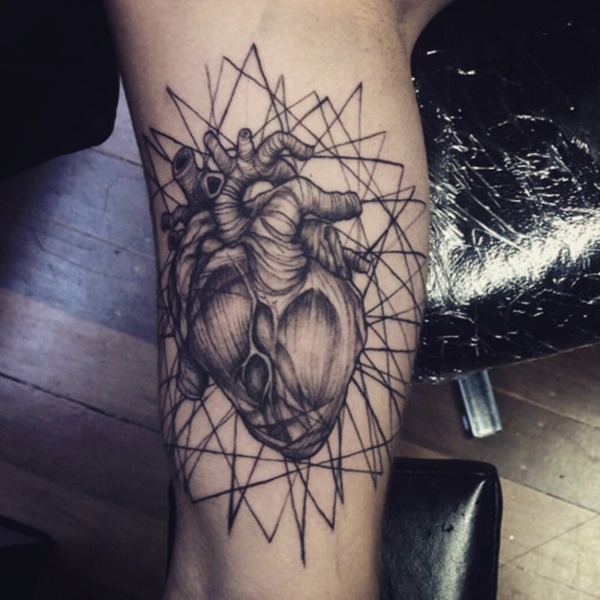 Realistic Heart And Geometry Tattoo Pictures Tattoo Pictures