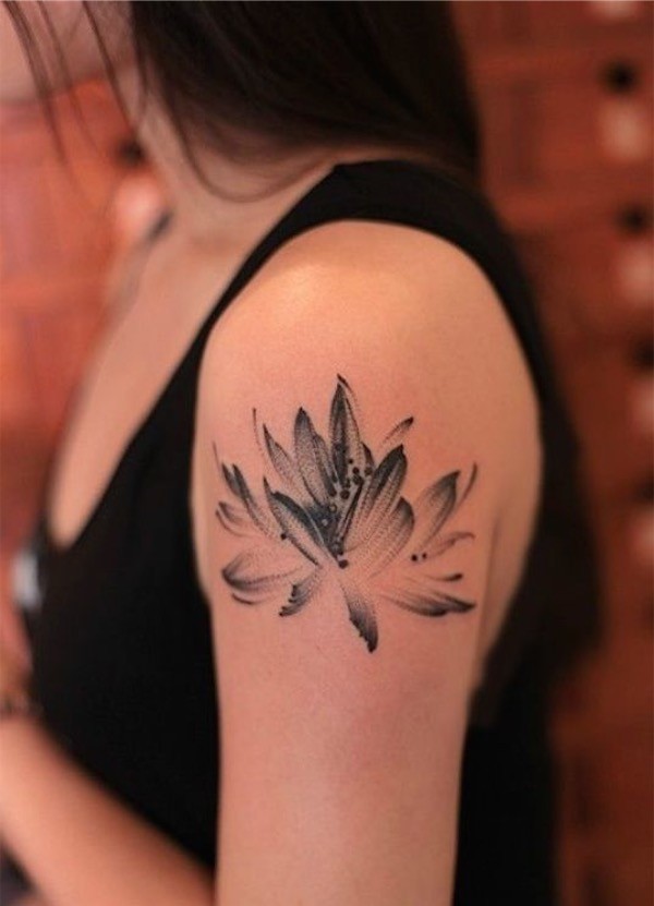 Simplegray flower tattoo on arm