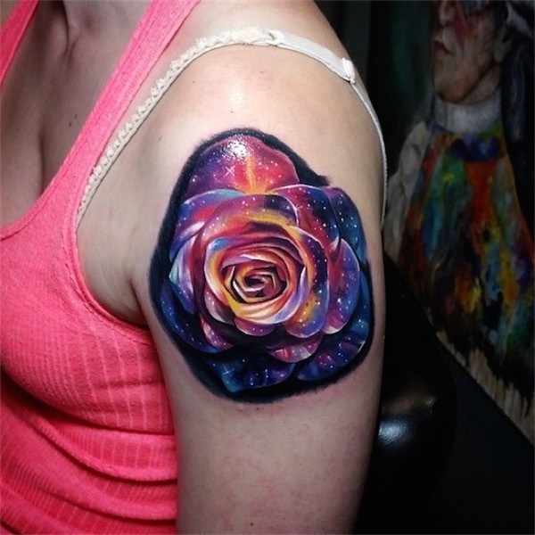 Space is flower on arm