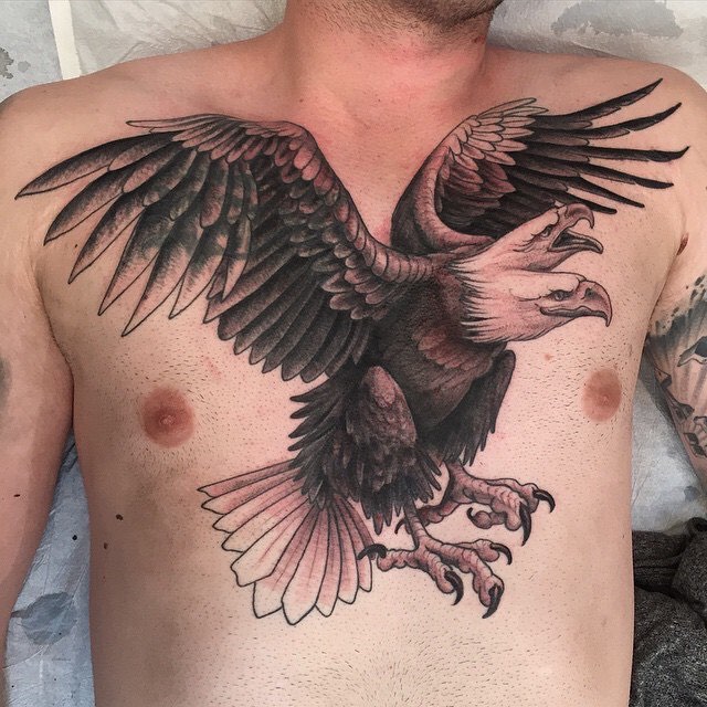 realistic eagle chest tattoo