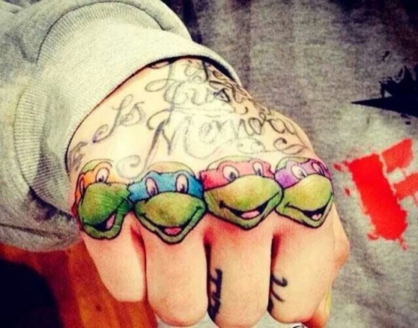 All njinja turtles on fingers