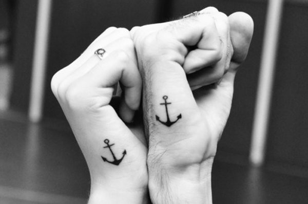Anchor matching one color tattoos