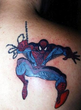 Awesome spiderman on the shoulders