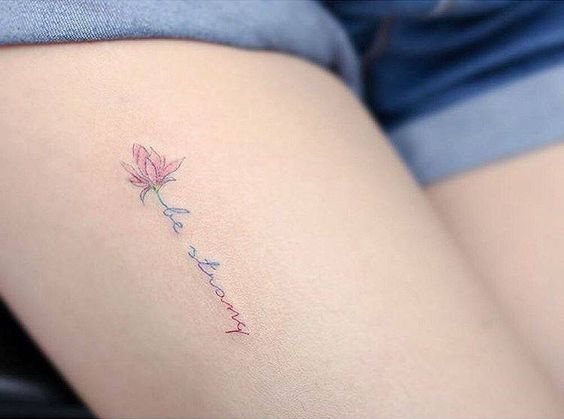 Be strong and flower minimal tatoo