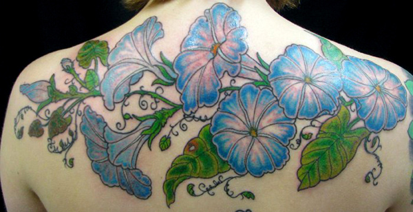 Big blue flower on back