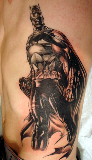 Big bray ink batman cartoon tattoo on side