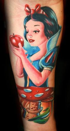 Big colored snow white apple and mushroom cartoon