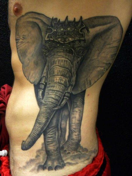 Big elephant gray tatoo on side