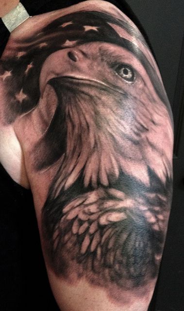 Big one color eagle with usa flag on sholder