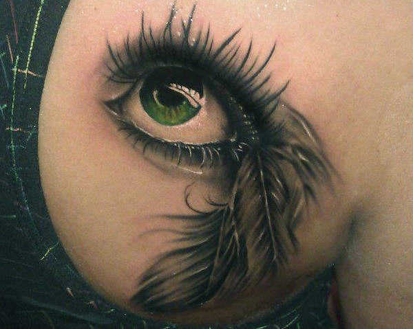 Eyes of Green Realistic Colour Tattoo  ONE DAY Tattoo Studio