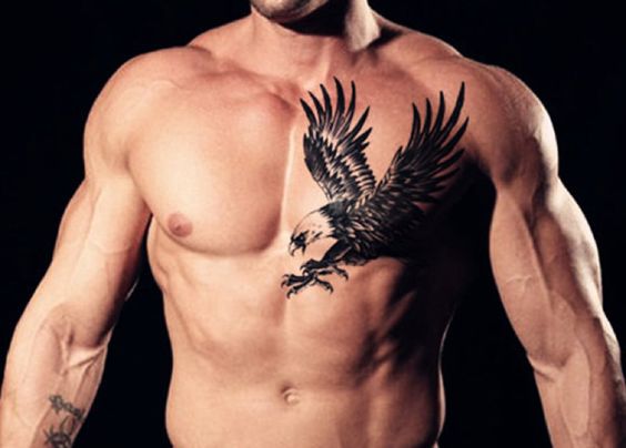 Big two color eagle strikes on chest