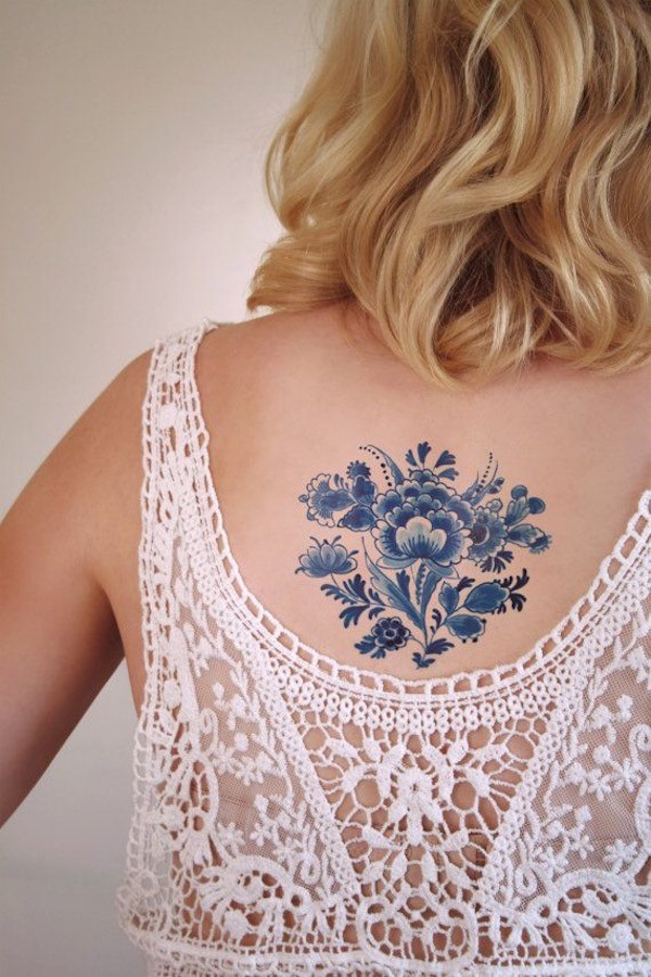 Blue flowers on back