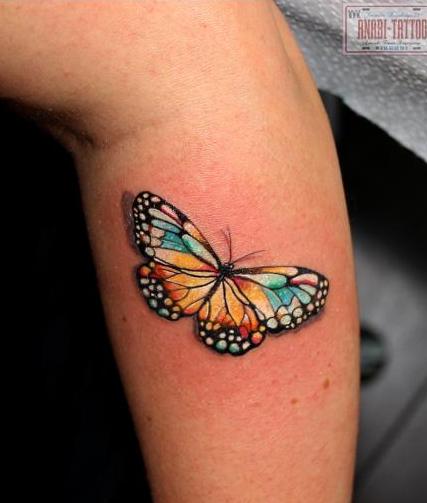 Butterfly on arm in full color