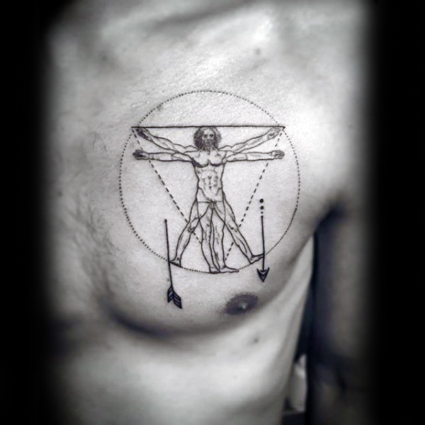 Circle minimalist male chest tattoos