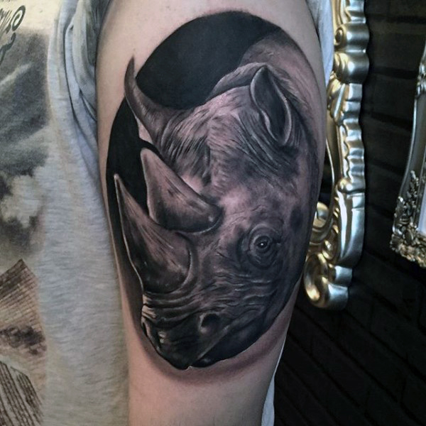 Cool 3d rhino head in gray on arm