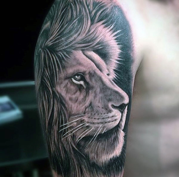 Cool upper arm lion head in gray
