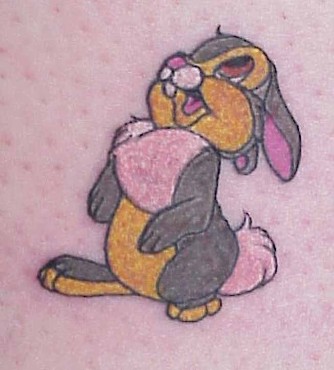 Cute baby bunny cartoon tattoo