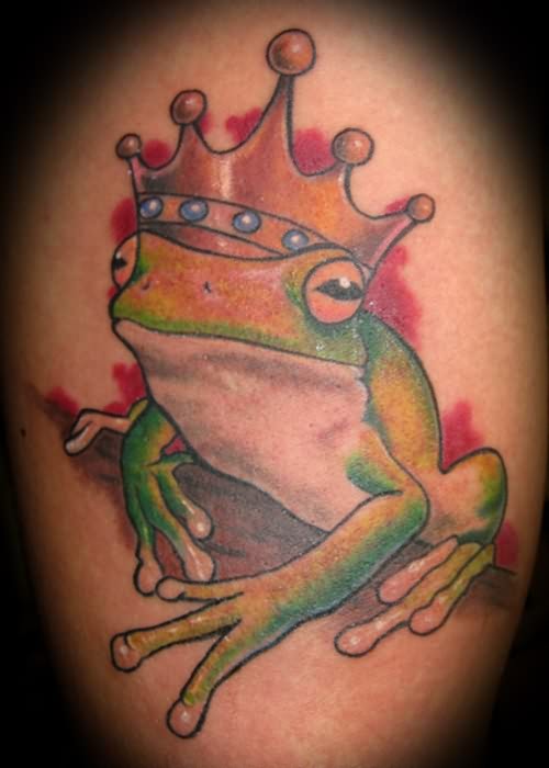 Cute colored queen frog cartoon