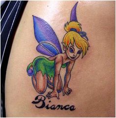 Cute small tinker bell cartoon tatoo