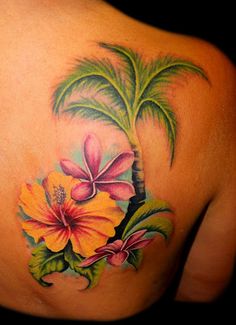 Flowers and palm