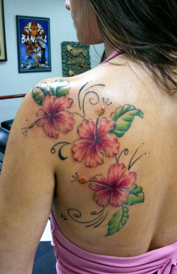 Flowers on back and shoulder