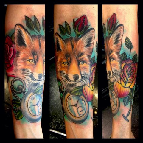 Fox flowers and watch in color