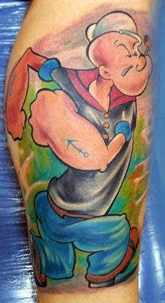 Full colored popeye sailor on half sleeve