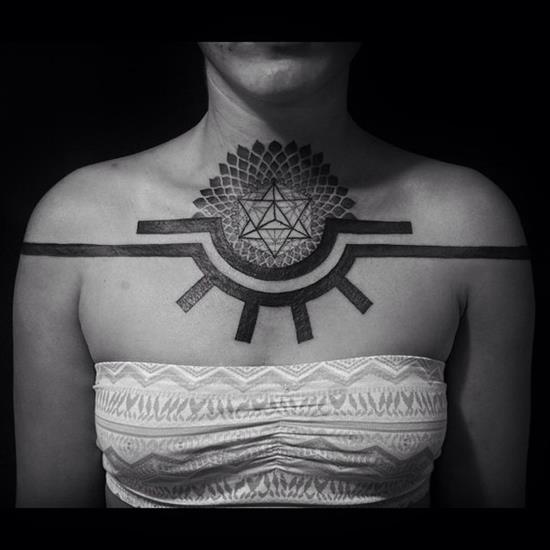 Geometric tattoo in front