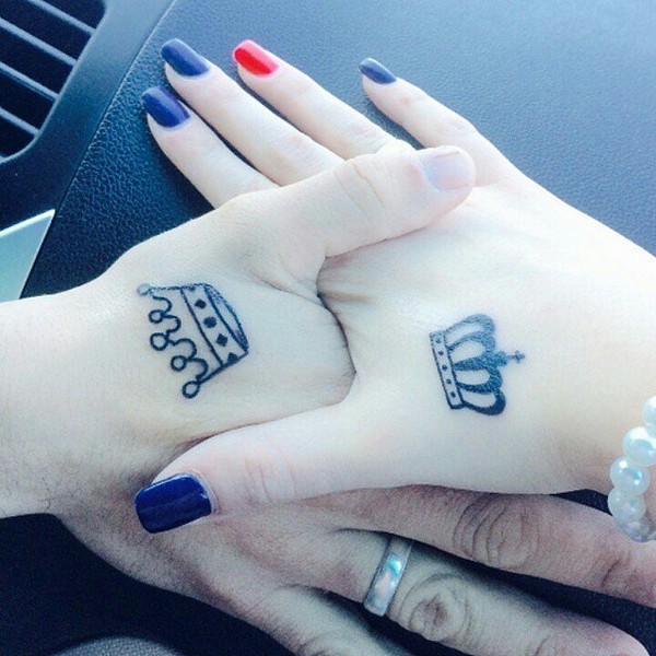 King and queen crowns tattoo