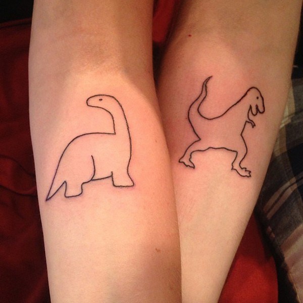 Matching dinosaurs on arms