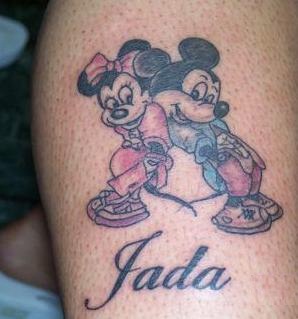 Mickey and mini couple colored tatoo