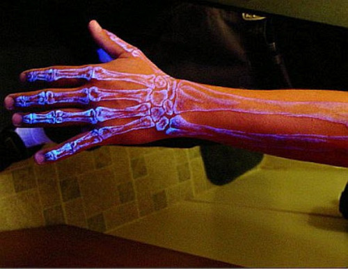 Neon bones on your hand