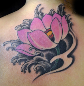 Pink lotus on back