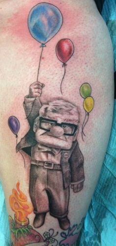Up cartoon grandpa with baloons